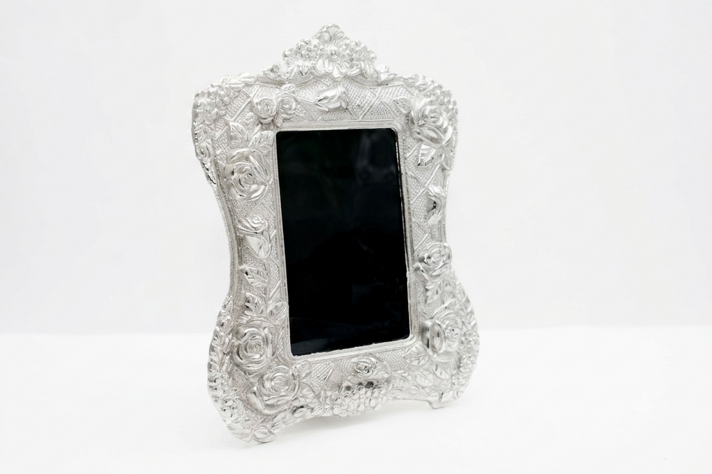 Royal Silver Plated Gulab (Rose) Embossed Tabletop Photo Frame