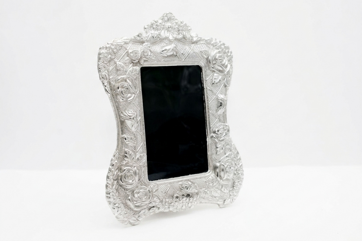 Royal Silver Plated Gulab (Rose) Embossed Tabletop Photo Frame