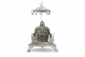 Royal Silver Plated Round Divine Singhasan with Chhatra (Deity Throne for Laddu Gopal & Idols)