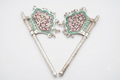 Royal Silver Plated Meenakari Decorative Pankhi (Hand Fan) Set of 2 – 7 Inch