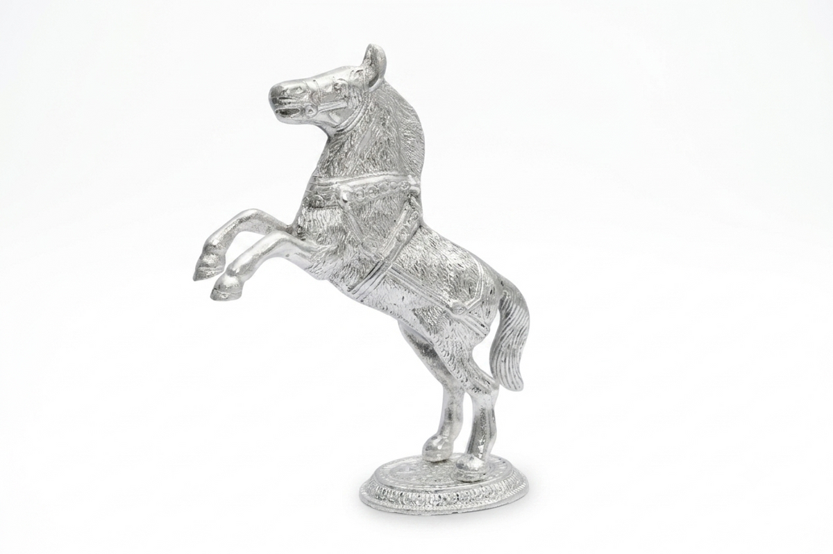 Royal Silver Plated Jumping Horse Showpiece Figurine