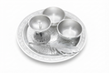 Divine Silver Plated Embossed Pooja Thali Set