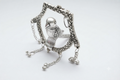 Silver Plated Hanging Parrot in Arch Ring Frame with Bells & Screw Mount