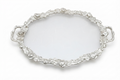 Royal Silver Plated Gulab (Rose) Embossed Serving Tray Set (Small Size)