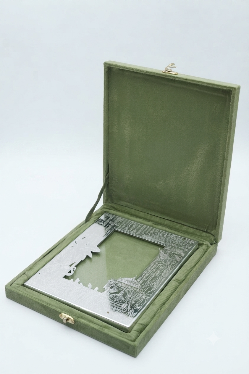 Designer German Silver Procession & Pichwai Etched Photo Frame in Velvet Box