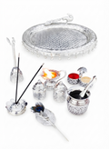 Royal Silver Plated Peacock Pooja Thali Set with Ghungroo & Ritual Essentials